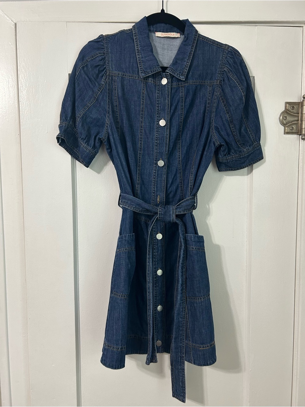 Olivaceous Denim Shirt Dress with Belt